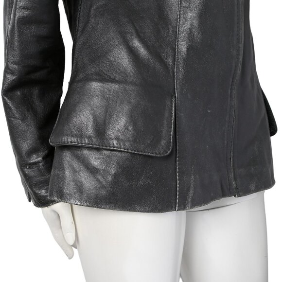 Vintage Edarly Calf Skin Leather Jacket Black Zipper Fitted Lined Coat Mexico - Picture 6 of 16